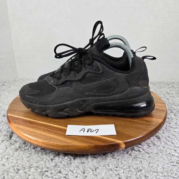 Nike Air Max 270 React Triple Black GS Gym Athletic Sneakers Kids 5y BQ0103-004 - Picture 1 of 11